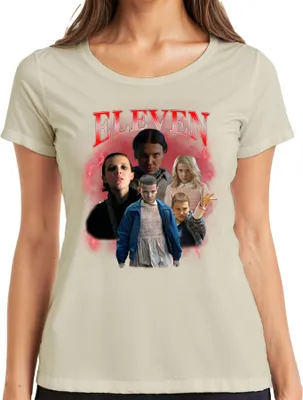 Produktbild von ELEVEN Elfie Stranger Serienfan Geschenk 80er Retro Hawkins 90s Bootleg Damen T-Shirt, Natur, L