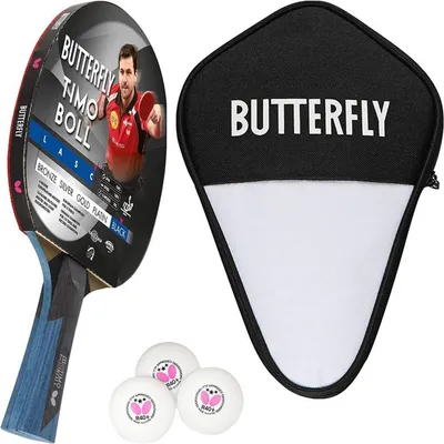 Produktbild von Butterfly 1x Timo Boll Black 85031  Tischtennisschläger + Tischtennishülle + 3 x 40+ 3*** Bälle | Tischtennisset Tischtennis TT Tabletennis