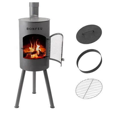 Obrázok produktu pre BonFeu BonGiano SP záhradný krb Corten - terasové kachle - krb na relaxačné večery - terasový krb - záhradné kachle z kvalitnej ocele -30x30x142 cm