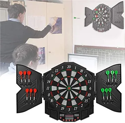 Produktbild von Elektronische Dartboard Dart-set , Dartscheibe mit 12 Darts,27 Spiele und 216 Trefferoptionen für 8 Spieler 47X54.6X3cm