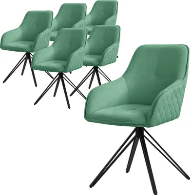 Produktbild von ML-Design 6x Esszimmerstuhl drehbar, Grün, aus Textil Webstoff mit Metallbeine