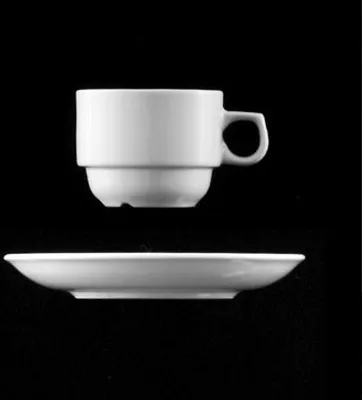 Produktbild von Šálek s podšálkem nízký 110 ml, bílý porcelán, Praha, G. Benedikt
