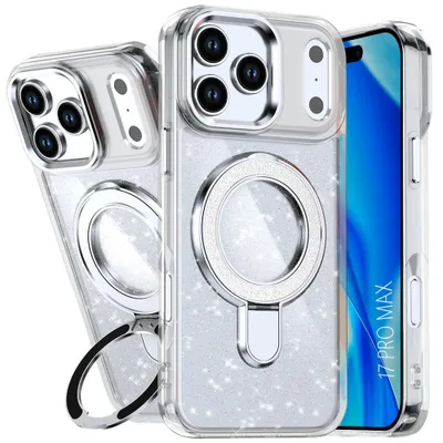 Image de Coque pour iPhone 17 Pro Max, Protection Paillettée avec Cercle Magnétique Ajustable - Transparent