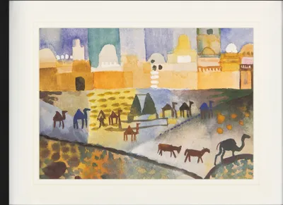Obrázek produktu pro August Macke Zarámovaný obraz s elegantním paspartováním | Obrazy na zeď | V rámu - Kairouan I, 1914 (60 x 80 cm)