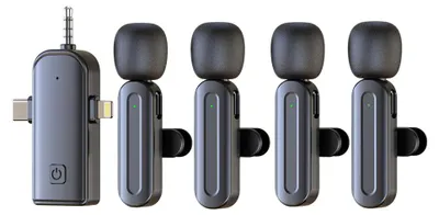 Produktbild von Drahtloses Lavalier Mikrofon Set für iPhone Android, Clip Mikrofon mit 3-in-1 Empfänger, HD Klang & Rauschunterdrückung für Podcast & Interviews