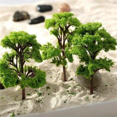 Imagen del producto de Conjunto de 10 árboles en miniatura, 4 cm - Modelos de árboles - Set para dioramas