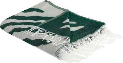 Produktbild von BELIANI Decke mit Fransen grün Polyester Acryl 130 x 170 cm Palmenmotiv Wohnzimmer Schlafzimmer