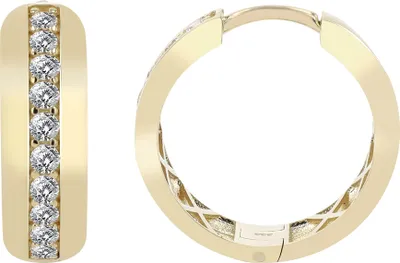 Produktbild von Gold Klapp-Creolen "Tindra", 333er Gelbgold mit Zirkoniabesatz, poliert