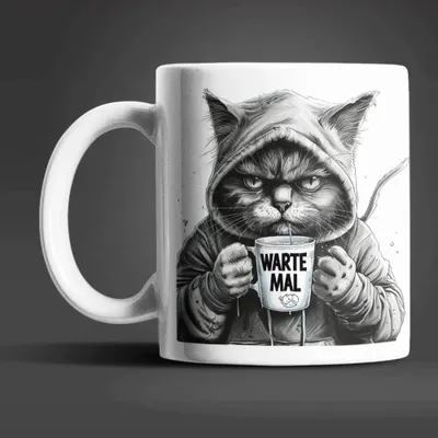 Produktbild von Katze im Hoodie witzige Keramik Kaffeetasse Teetasse Tasse Geschenke
