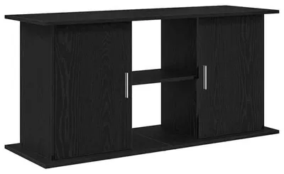 Immagine prodotto di Mobiletto per acquario - 121x41x58 cm - Legno massello di quercia - Nero - Robusta struttura di supporto per acquario