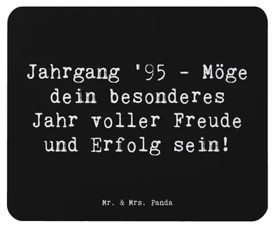 Produktbild von Mr. & Mrs. Panda Mousepad Spruch 1995 Geburtstag - Schwarz - Geschenk, pc mauspad, mausteppich, Erinnerungen, Geburtstagsgeschenk, bedeutsames Jahr, Jahrgang feiern