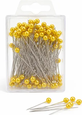 Produktbild von 100 Perlennadeln, Nadellänge 60 mm, Gesamtlänge 66 mm, Perlenkopf 6 mm gelb