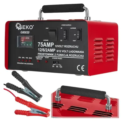 Immagine prodotto di Caricabatterie auto con avviamento 75A, 6/12V, avviatore per batterie 20-120 Ah Geko