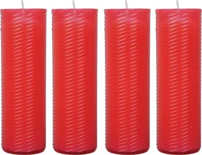 Produktbild von Ersatzkerze N4 Rot H18 cm (4er-Pack) – Grabkerze Nachfüllkerze mit ca. 75h Brenndauer, für Grableuchte & Grablampe, langlebig & gleichmäßig brennend