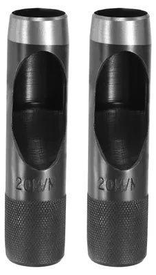 Lederlochzange 20 mm, 2 Stück, Kohlenstoffstahl, rund, schwarz