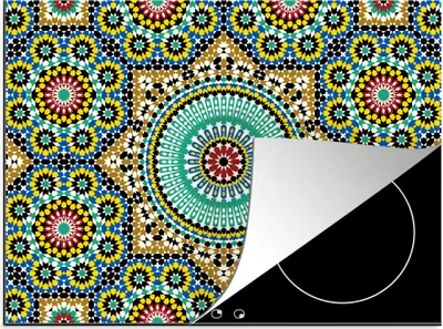 Produktbild von KitchenYeah© Herdabdeckplatte Mosaik - Muster - Mandala , 71x52cm, Küche Deko, Glaskeramikkochfeld Herdabdeckung, Abdeckplatte fùr Kochfeld