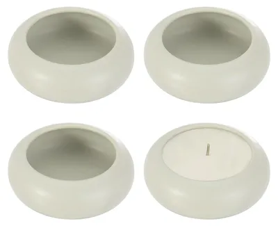 Teelichthalter Kieselform, Keramik, 4 Stück, grau, 7,8 x 2,8 x 5,5 cm