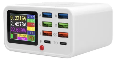 Obrázok produktu pre 65 W bezdrôtová nabíjacie stanica s 8 portmi USB, viacnásobná USB a bezdrôtová nabíjacie stanica s rýchlym nabíjaním QC 3.0 a PD pre mobilné telefóny a tablety, s európskou zástrčkou