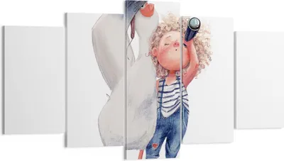 Produktbild von Bild auf Leinwand - Leinwandbild - 5 Teile - Albatros Kind Bild - 160x85cm - Wand Bild - Wanddeko - Wandbilder - Leinwanddruck - Bilder - Wanddekoration - Leinwand bilder - Wandbild - EA160x85-4798