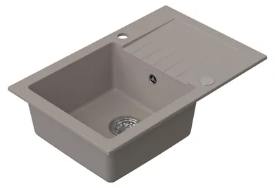 Produktbild von HOMEVELLO Spülbecken PIXANO Einbecken Granitspüle 68x44x20cm Beige, Hochwertige Küchenspüle mit Siphon, Abtropffläche, Pflegeleicht, Kratzfest, Moderne Design, Perfekt für jede Küche