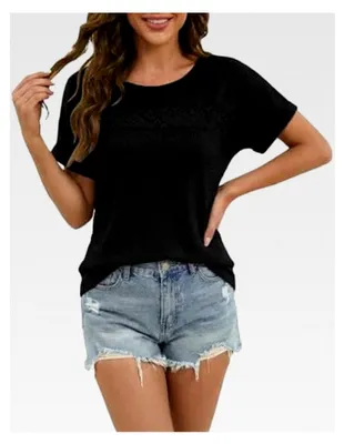 Produktbild von Damen T-Shirt Leichtes Basic Longshirt Kurzarmshirt Lässige Oberteile für den Sommer