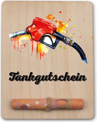 Produktbild von Gutschein Geldgeschenk Verpackung Holz Tafel 12x9cm mit Schnur RV012-01 Tankgutschein