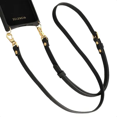 Productafbeelding van Selencia Real Leather Crossbody telefoonkoord - Zwart
