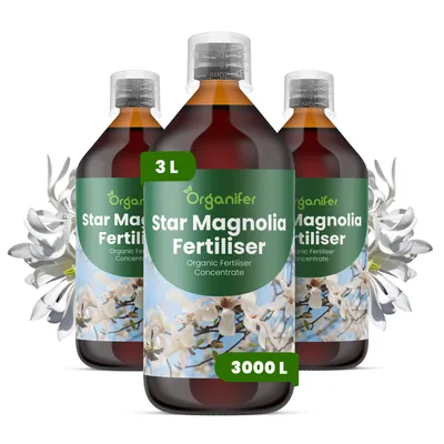 Obrázek produktu pro Hviezdna Magnólia Tekuté Hnojivo 3x1 L – 3-4-3 NPK – Pro Hviezdne Magnólie – Podporuje Rovnomernú Tvorbu Květů & Zdravú Štruktúru – Organifer