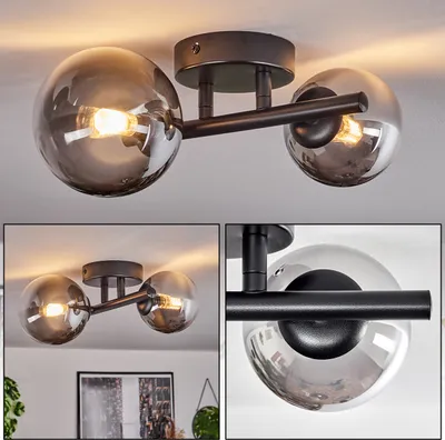 Produktbild von Isorella Deckenlampe aus Metall/Glas in Schwarz/Rauchfarben/Klar