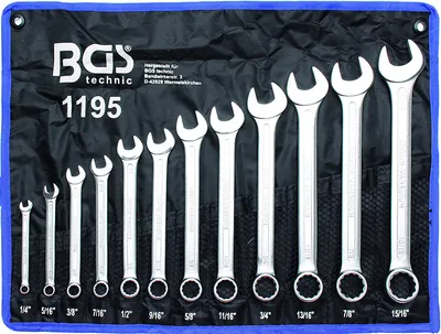 Produktbild von BGS Maul-Ringschlüssel-Satz, 1/4" - 15/16" in Zollgrößen, 12-tlg. 1195
