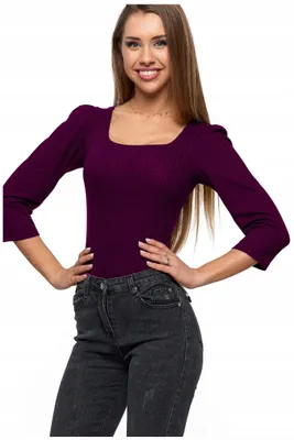 Produktbild von Moraj - Bluse Größe S - Damenbluse Rot - Langarmbluse fur Damen - Rippbluse Ausschnitt Rechteckig