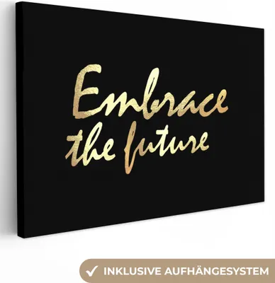Produktbild von OneMillionCanvasses® - Leinwandbilder - 150x100 cm, Zitat - Motivation - Gold, Wandbilder Kunstdruck Wanddekoration