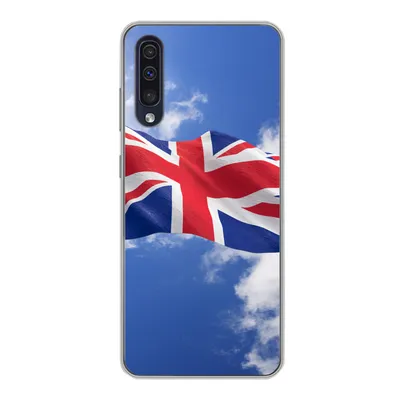 Produktbild von MuchoWow® Handyhülle Schutzhülle Hülle für Samsung Galaxy A30s Die Flagge des Vereinigten Königreichs weht am Himmel Silikon Softcase Handy Hülle - Karteninhaber