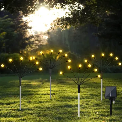 Produktbild von INF Solarbetriebene Gartenbeleuchtung Firefly mit 8 LED-Leuchten im 4er-Pack Mehrfarbig
