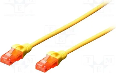 Zdjęcie produktu dla 1 x Kabel RJ45, żółty, PVC, 0,5 m, oznaczenie: 5e, DK-1512-005/Y