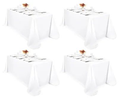 Produktbild von Tischdecken rechteckig weiß 4er-Pack 229 x 396 cm Polyester waschbar für Hochzeit Party Bankett Feiertagsessen