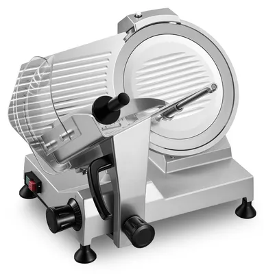 Produktbild von Allesschneider Elektrisch - Fleischschneider 400 W - 30 cm Kohlenstoffstahlklinge Abnehmbar - Schnittstärke 0–15 mm Einstellbar - Mit Auffangschale - Für Gefrorenes Fleisch & Brot