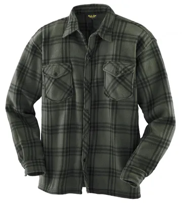 Produktbild von Uncle Sam Herren Fleece-Hemd mit Karomuster - Arbeitshemd Fleece mit Knopfleiste in Oliv-Schwarz Größe M