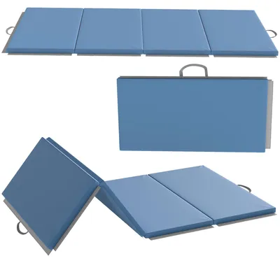 Productafbeelding van HOMCOM Trainingsmat, opvouwbare fitnessmat, sportmat met handgrepen, lichtblauw