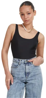 Zdjęcie produktu dla Urban Classics, damska koszulka body z błyszczącego materiału w prążki, kolor: czarny, rozmiar: XXL