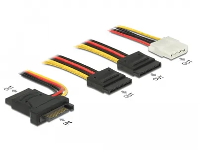Zdjęcie produktu dla DeLOCK 60171, 0,2 m, SATA 15-pin, Męska, Żeńska, Prosty, Prosty