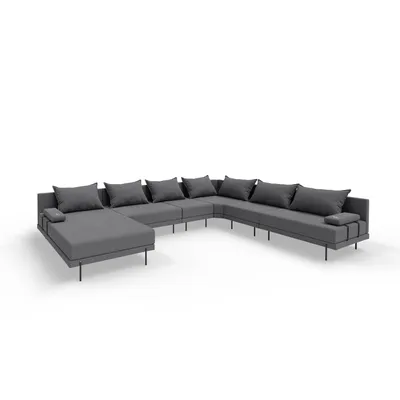 Produktbild von TRADA Gartenecksofa Bahama XXL Dunkelgrau Rechts 410x298 cm Gartenmöbel set Wasserabweisend Stoff