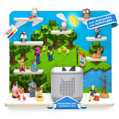 Produktbild von stadtecken® Kinder Regal für Musikbox I Geeignet für die Toniebox 1 & 2 und Tonies I Hörspiel I zum Aufstellen oder Aufhängen I Pixelwald