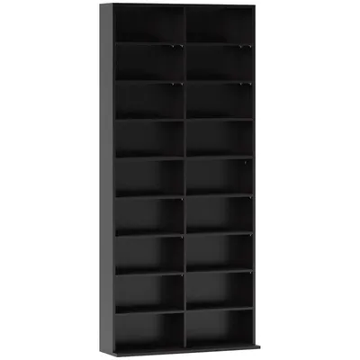 Produktbild von Aufbewahrungsregal für 640 CDs, Blu-ray Regal mit 18 Fächern und 14 verstellbaren Einlegeböden, Schwarz