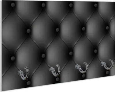 Produktbild von Wallario Schlüsselbrett aus Glas, Motiv: Schwarze Ledertür, 30 x 20 cm mit 4 Haken