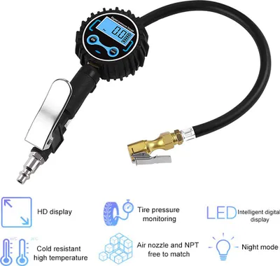 Immagine prodotto di Manometro portatile per pneumatici auto, manometro TPMS con ugello