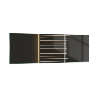 Produktbild von Bilder auf glas - 3 Teile - Modern Schwarz Gelb - 150x50cm - Glasbilder - Wandbilder - Bilder - zum Aufhängen bereit - Wanddekoration aus Glas - Glas Bilder - Wandbild auf Glas - GCA150x50-4719