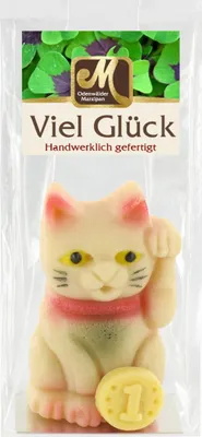 Produktbild von Odenwälder Marzipan Glückskatze süßer Glücksbringer Viel Glück 40g