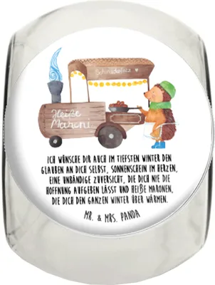 Produktbild von Mr. & Mrs. Panda Bonbonglas Igel Maronen L 870ml - Weiß - Geschenk, Vorratsdose, Weihnachtsmarkt, Kastanien, Kaffeedose, Bonboniere, Weihnachten, Vorratsglas, Duft