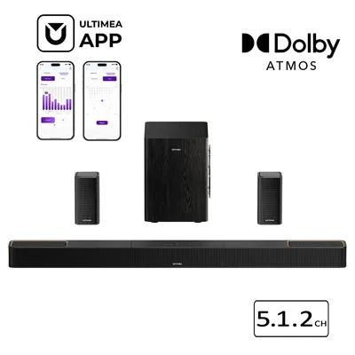 Produktbild von ULTIMEA Skywave Serie 5.1.2-Kanal Soundbar mit Dolby Atmos, Surround Sound, kabelloser 6,5-Zoll-Subwoofer, 530 W Spitzenleistung